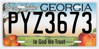 GA license plate PYZ3673