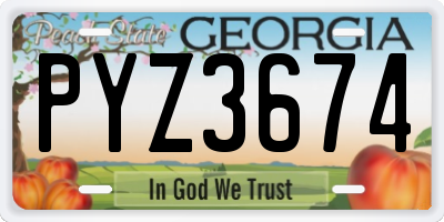 GA license plate PYZ3674