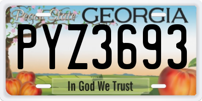GA license plate PYZ3693