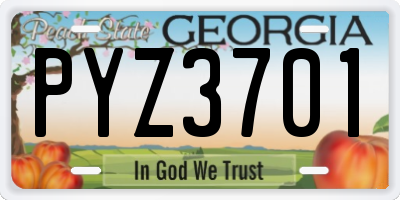 GA license plate PYZ3701