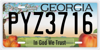 GA license plate PYZ3716