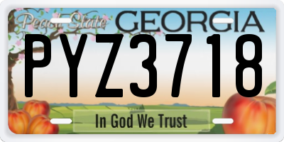GA license plate PYZ3718