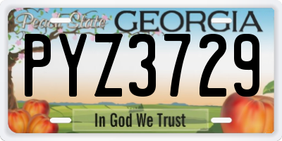 GA license plate PYZ3729