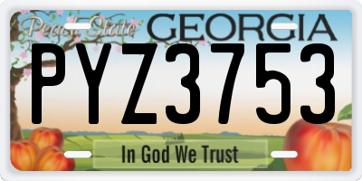 GA license plate PYZ3753