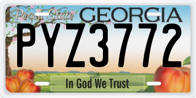 GA license plate PYZ3772