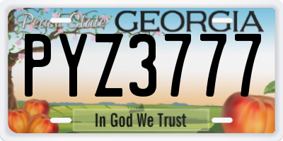 GA license plate PYZ3777
