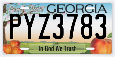 GA license plate PYZ3783