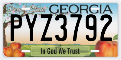 GA license plate PYZ3792