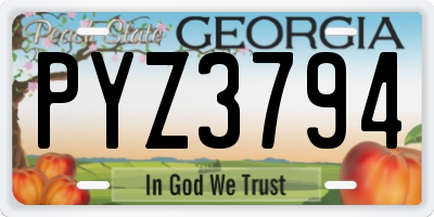 GA license plate PYZ3794