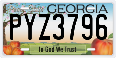 GA license plate PYZ3796