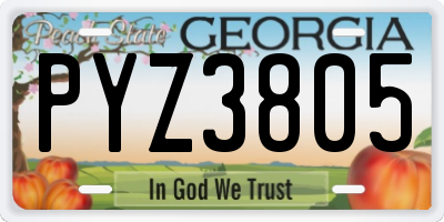 GA license plate PYZ3805
