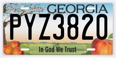 GA license plate PYZ3820