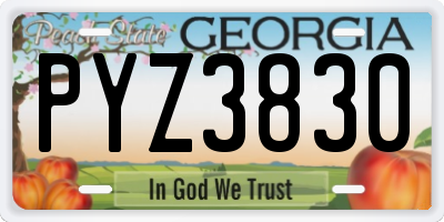 GA license plate PYZ3830