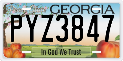 GA license plate PYZ3847