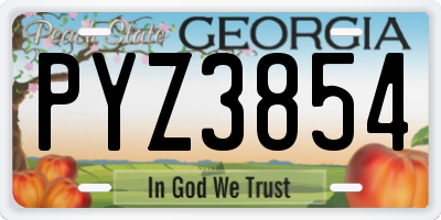GA license plate PYZ3854