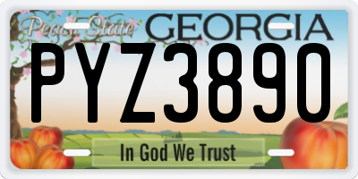 GA license plate PYZ3890