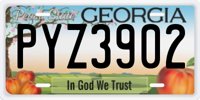 GA license plate PYZ3902
