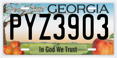 GA license plate PYZ3903