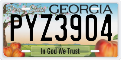 GA license plate PYZ3904