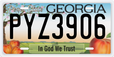 GA license plate PYZ3906