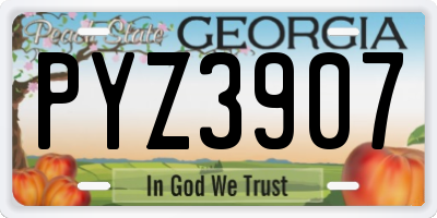 GA license plate PYZ3907
