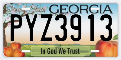 GA license plate PYZ3913