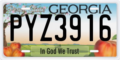 GA license plate PYZ3916