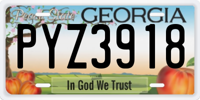 GA license plate PYZ3918