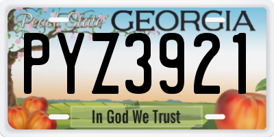 GA license plate PYZ3921