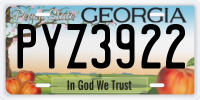GA license plate PYZ3922