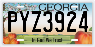 GA license plate PYZ3924
