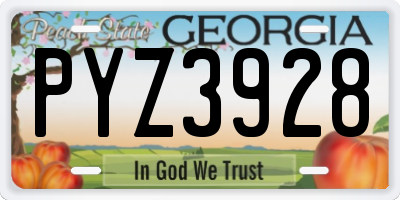 GA license plate PYZ3928