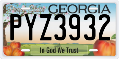 GA license plate PYZ3932