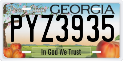 GA license plate PYZ3935