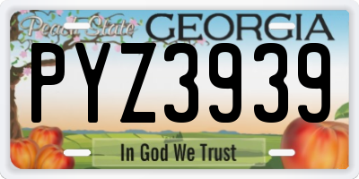GA license plate PYZ3939