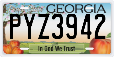 GA license plate PYZ3942