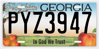 GA license plate PYZ3947