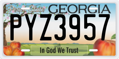 GA license plate PYZ3957