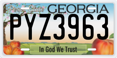 GA license plate PYZ3963