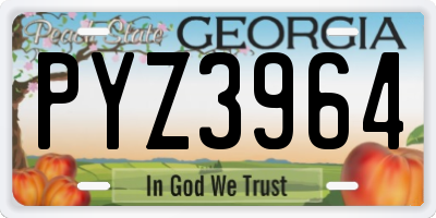 GA license plate PYZ3964