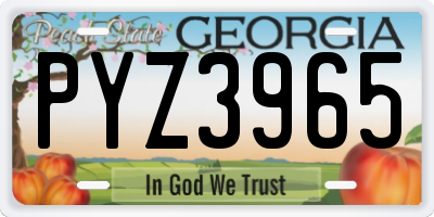 GA license plate PYZ3965