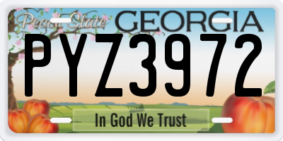 GA license plate PYZ3972