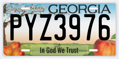 GA license plate PYZ3976