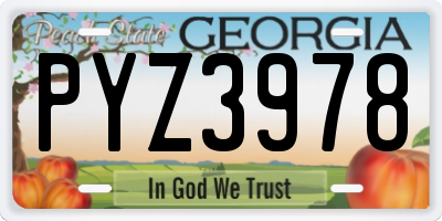 GA license plate PYZ3978