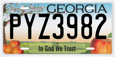 GA license plate PYZ3982