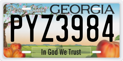 GA license plate PYZ3984