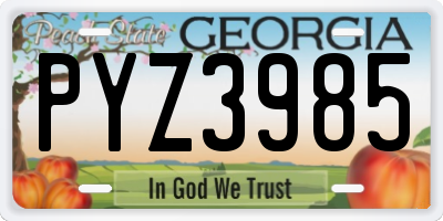 GA license plate PYZ3985
