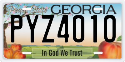 GA license plate PYZ4010