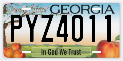GA license plate PYZ4011