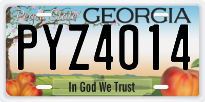 GA license plate PYZ4014